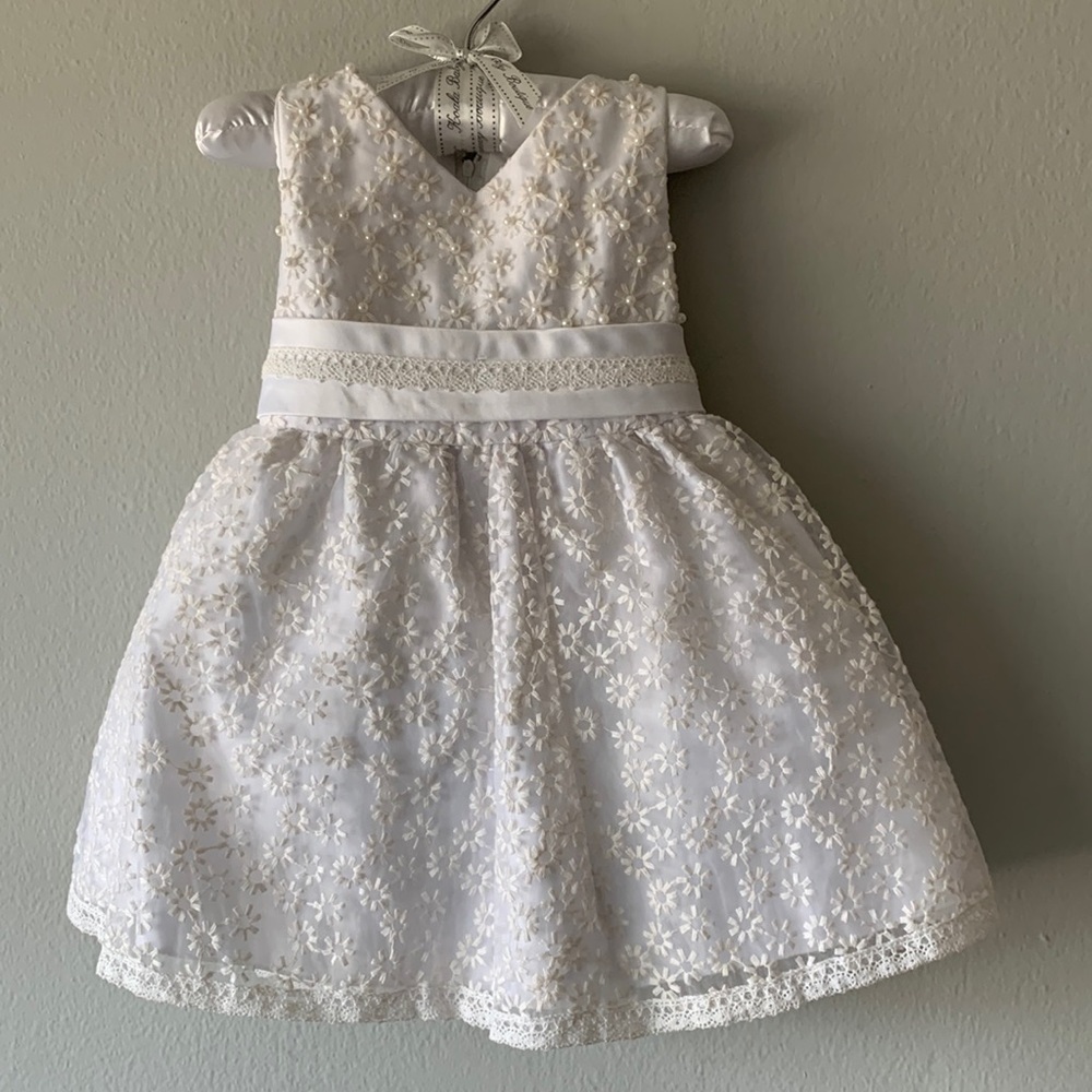 Bijan Kids Pearl w/ Embroidery Dress